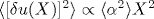 \langle [\delta u (X)]^2\rangle \propto \langle \alpha ^2\rangle X^2